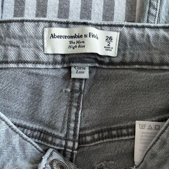Abercrombie & Fitch Curve Love High Rise Mom Jean Gray Size 2/26 - Picture 3 of 8